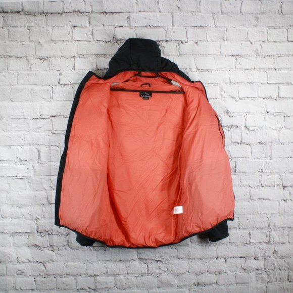 LL Bean Black Orange Polyester Outer Shell Down Hooded Puffer Jacket L - Picture 6 of 10
